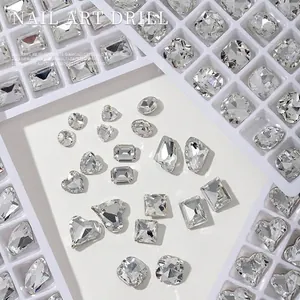 Glas Spitzboden Nagelkunst Strasssteine Klare Irreguläre Kristalle Für DIY Maniküre Schmuck Dekoration Herz Kissen Quadrat Axt Formen