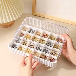 Clear acrylic jewelry organizer box with compartments for nail art and small accessories