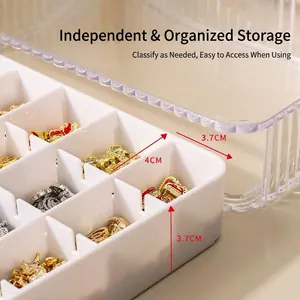 Acrylic storage box with compartments and lid for jewelry and desk organization