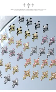 Gros plan sur des charmes d'art d'ongles punk rétro avec croix et crânes en cristal.