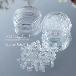 Aurora iridescent crystal crushed stones for nail art, moonbeam white color 01# decoration