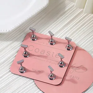 Magnetische Nagel Tip Oefenstandaard Ins Stijl Roze Wit Vierkante Ronde Basis Metalen Nagelkunst Display Stand Professionele Doe-het-zelf Manicure Tools