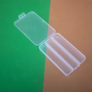 Vue détaillée d'une boîte de rangement en plastique PP transparent à 3 compartiments