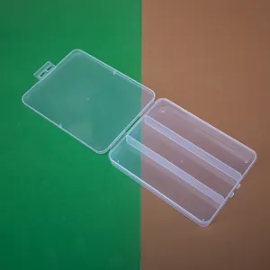 Vista dettagliata della struttura interna della scatola plastica trasparente a 3 scomparti
