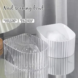 Japanese Style Acrylic Nail Soaking Bowl For Manicure Removal Cuticle Softening Ribbed Design Professional Nail Art Care Tools