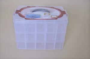 Caja de almacenamiento portátil de plástico con 3 niveles y 30 compartimentos para