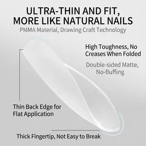 Punte per unghie professionali in PMMA opaco ultra-sottili con design flessibile