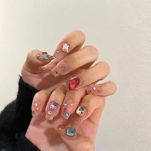 Colorful irregular flatback rhinestones for creative nail art design and decoration