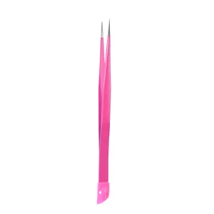 Pinzetta per nail art rosa con punta in silicone per l'applicazione di adesivi