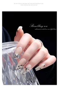 High-detail close-up of 3D silver metal rose nail charms on vine pattern manicure decoration