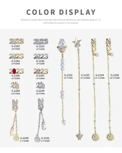 Catalogue détaillé de charms à ongles en alliage et zircon avec divers pendentifs