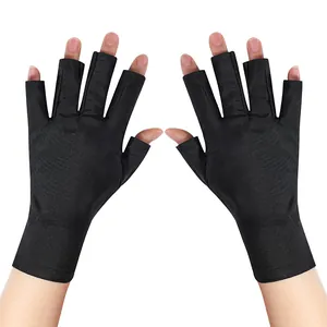 Black fingerless UV protection gloves for nail art protection