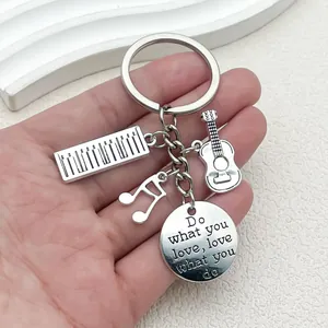 Fashion Creative Music Keychain Alloy Zinc Guitar Piano Musical Note Pendants Bag Charm Car Hanging Ornaments Music Lovers Gift