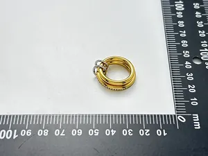 Detailansicht des mehrlagigen Edelstahlrings mit 18 Karat Goldbeschichtung und Skala