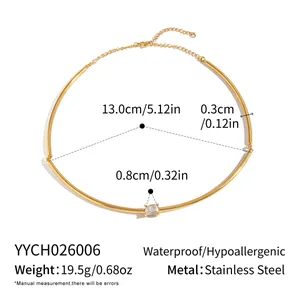 Detailed dimensions and weight of this waterproof minimalist gold stainless steel choker