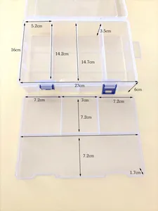 Dimensiones detalladas de la caja de almacenamiento de PP transparente de 8 rejillas