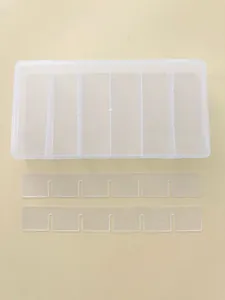 Transparent PP plastic storage box with 6 compartments and two matching dividers