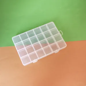 Transparent 24-compartment plastic organizer box for jewelry beads and DIY craft supplies