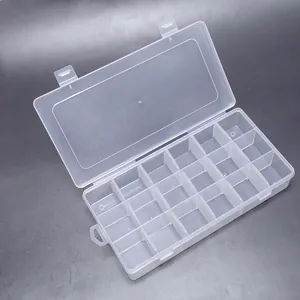 Boîte de rangement en plastique transparent à 18 compartiments pour bijoux et accessoires