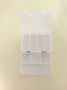 Detalle de la caja de almacenamiento de plástico PP transparente de doble capa con 8 rejillas