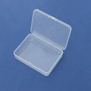 Scatola portaoggetti rettangolare in plastica PP trasparente in posizione aperta