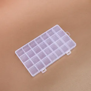 Transparent 28-grid plastic storage box for jewelry beads and DIY craft supplies