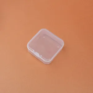 Small square transparent PP plastic storage box with flip cover for jewelry and parts