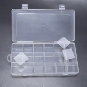 Vue détaillée d'une boîte de rangement en plastique PP à 18 compartiments réglables