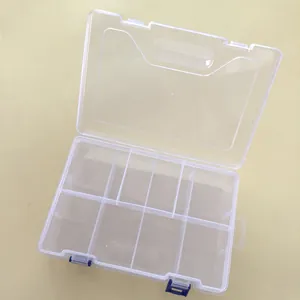 Caja de almacenamiento de plástico PP transparente de 8 rejillas con compartimentos ajustables