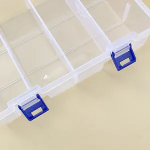Caja de almacenamiento de plástico PP transparente con 8 compartimentos para joyas