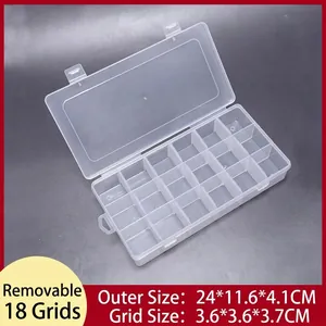 Boîte de rangement transparente en plastique PP à 18 compartiments avec diviseurs