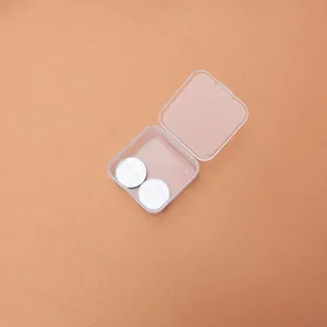 Small 5cm square transparent PP plastic storage box with hinged lid for jewelry or parts