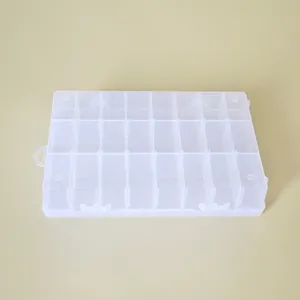 Detaillierte Ansicht der transparenten 24-Gitter-Kunststoffbox für kleine Schmuckstücke