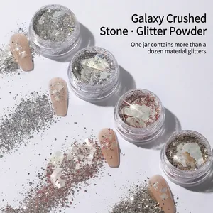 Dromerige Galaxy Nageldecoratie Kit Gemengde Glitters Pailletten Onregelmatige Schelpstukken Verpletterde Stenen Sprankelende Manicure DIY Accessoires
