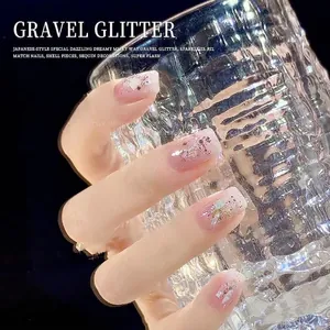 Professionele nagelglitters met verpletterde diamanten en stukjes schelp voor nagels
