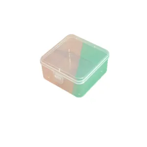 Caja de almacenamiento cuadrada transparente de PP con tapa abatible para joyas
