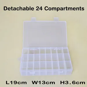 Transparente 24 Fächer Kunststoff Aufbewahrungsbox Verstellbare Trennwände Für Schmuck Perlen Angelzubehör Werkzeug Organizer