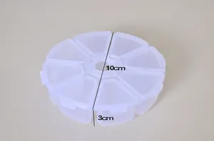 Organizador redondo de plástico transparente de 8 compartimentos, 10cm de diámetro