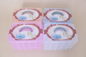 Detalle de cajas de almacenamiento de plástico transparente de 3 niveles y 30 rejillas