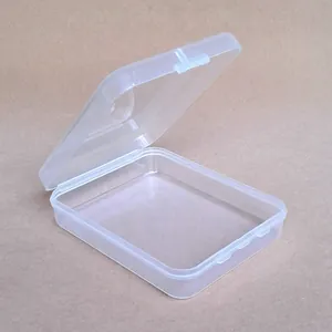 Detail view of a translucent plastic storage box for makeup sponges and false eyelashes.