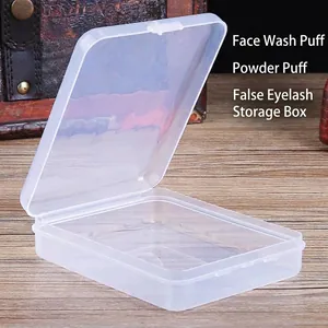 Clear plastic storage box for face wash puffs and eyelashes, multi-purpose organizer case