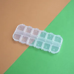 Caja organizadora de plástico transparente de 12 ranuras numeradas para abalorios