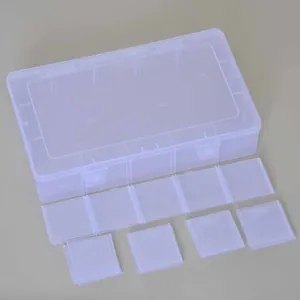 Large 15-compartment transparent PP storage box with removable dividers for DIY