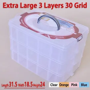 Large Multi-Layer Portable Storage Box Clear Detachable Organizer Case With Handle For Toys Jewelry Makeup Crafts Storage Box