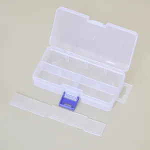 Caja de almacenamiento de plástico transparente de 8 compartimentos con divisores DIY