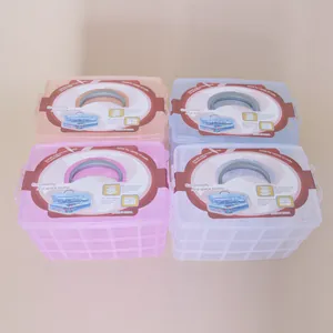 Caja de almacenamiento de plástico portátil de 3 niveles y 30 compartimentos con asa