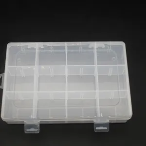 Transparent PP plastic storage box with 15 compartments for small hardware and jewelry