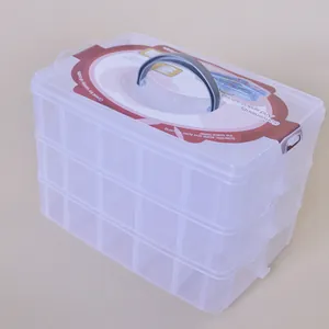 Large 3-tier 30-grid transparent plastic storage box with handle for toys and crafts