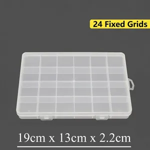 Transparent 24-compartment fixed plastic storage box for jewelry beads and small parts
