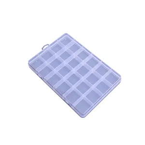 24-compartment fixed transparent plastic organizer box for jewelry, beads, and crafts storage